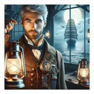 Steampunk Vintage Victorian Lighthouse Keeper Photo Print