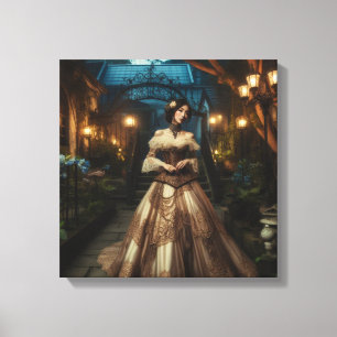 Steampunk Vintage Victorian Moonlight Lady Canvas Print