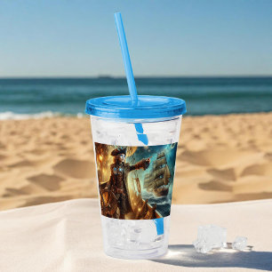 Steampunk Vintage Victorian Ocean Space Pirate Acrylic Tumbler