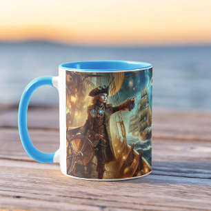 Steampunk Vintage Victorian Ocean Space Pirate Mug