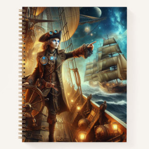 Steampunk Vintage Victorian Ocean Space Pirate Notebook
