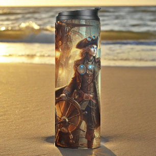 Steampunk Vintage Victorian Ocean Space Pirate Thermal Tumbler