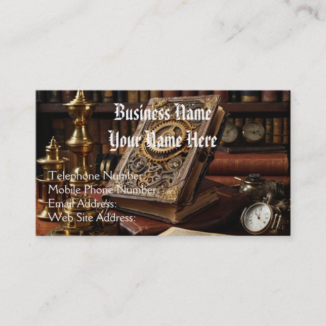 Steampunk Vintage & Victorian Theme Business Card (Front)
