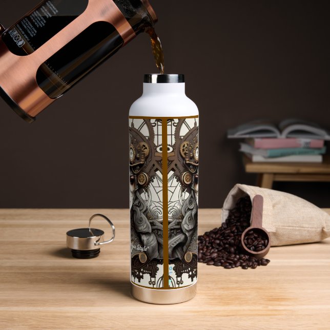  "Steampunk Vintage" Water Bottle (Coffee)