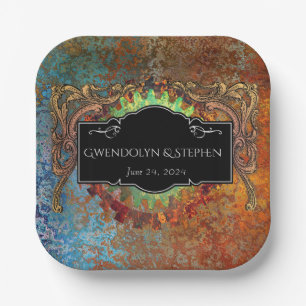 Steampunk Vintage Wedding Personalised  Paper Plate