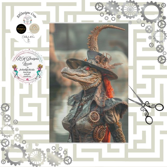Steampunk Vivid Captivating Alligator Decoupage Tissue Paper (Creator Uploaded)