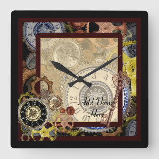 Steampunk wallclock square - add name customise