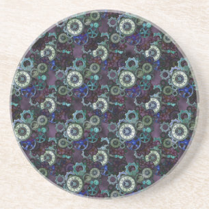steampunk watch parts - purple print by LeahG Coaster