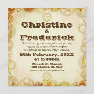 Steampunk Wedding,  5.25"x5.25" invitation