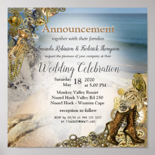 Steampunk Wedding by the Sea Announcement Poster