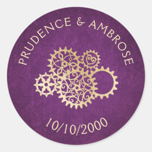 Steampunk Wedding Classic Round Sticker