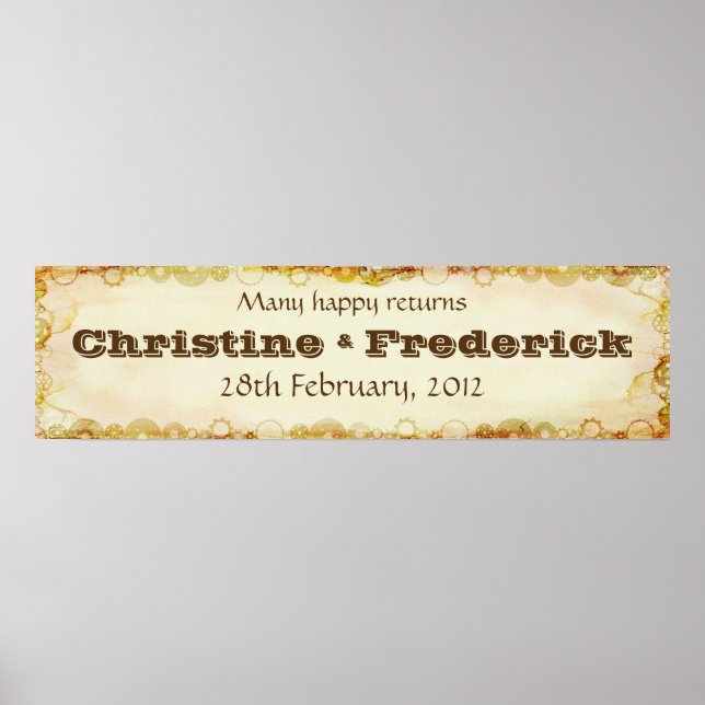 Steampunk Wedding, decorative horizontal banner Poster (Front)