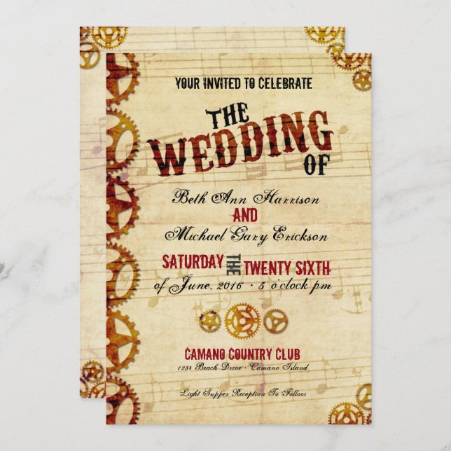 Steampunk Wedding Invitation (Front/Back)