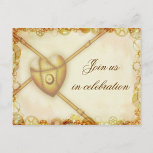 Steampunk Wedding, invitation postcard