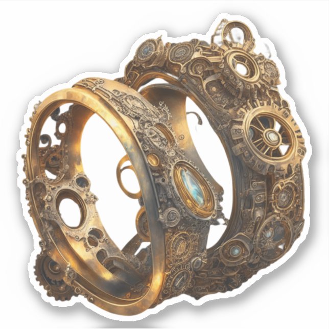 Steampunk Wedding Rings (Front)