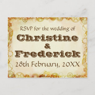 Steampunk Wedding, RSVP postcard