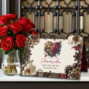 Steampunk Wedding Will You Be my Flower Girl Card