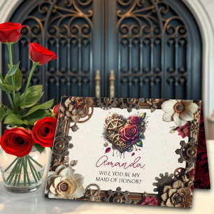 Steampunk  Wedding   Will You Be my Maid of Honour Card