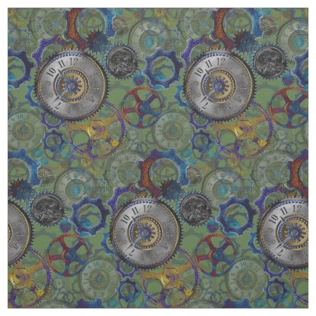 Steampunk wheels gears cogs watch face pattern fabric (Swatch)