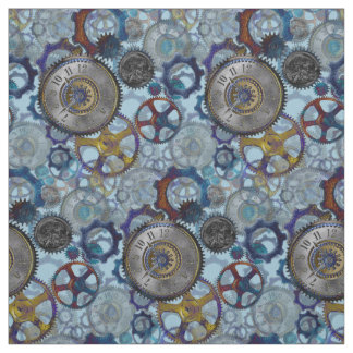 Steampunk wheels gears cogs watch face pattern fabric