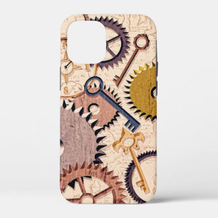Steampunk Wheels, Gears, Keys, Old Map Oil Pain iPhone 12 Mini Case