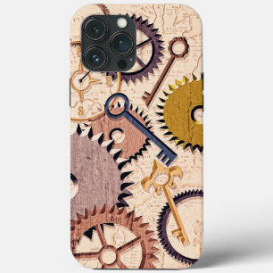 Steampunk Wheels, Gears, Keys, Old Map Oil Paint iPhone 13 Pro Max Case