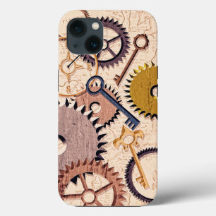 Steampunk Wheels, Gears, Keys, Old Map Oil Paint iPhone 13 Case
