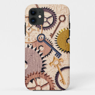 Steampunk Wheels, Gears, Keys, Old Map Oil Paint Case-Mate iPhone Case