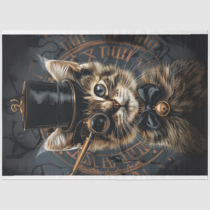 Steampunk Whiskers Kitten Decoupage  Tissue Paper