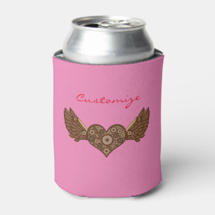 Steampunk Winged Heart with Gears Thunder_Cove Can Cooler