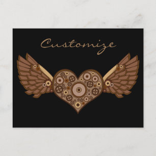 Steampunk Winged Heart with Gears Thunder_Cove Postcard