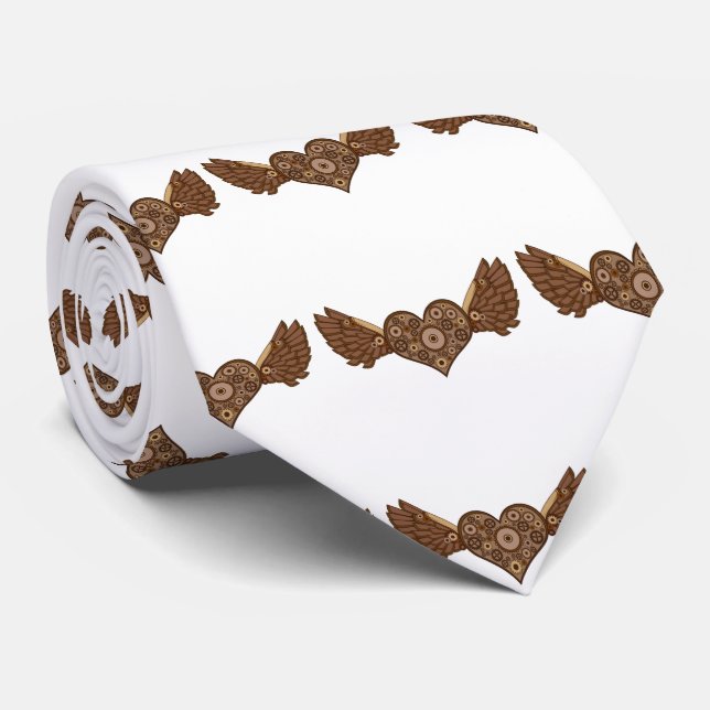 Steampunk Winged Heart with Gears Thunder_Cove Tie (Rolled)