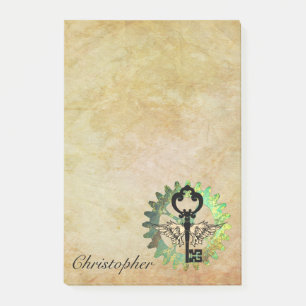 Steampunk Winged Key and Cog Wheel Post-It Notes