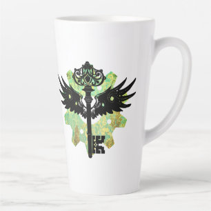 Steampunk Winged Key and Cogwheel Latte Mug