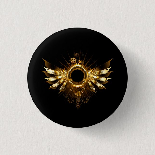 Steampunk wings 3 cm round badge (Front)