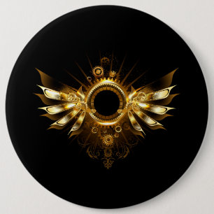 Steampunk wings 6 cm round badge