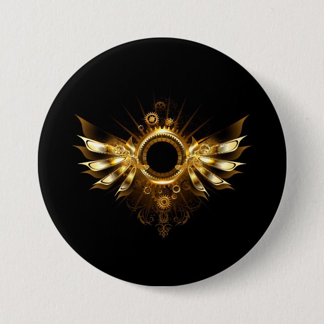 Steampunk wings 7.5 cm round badge (Front)