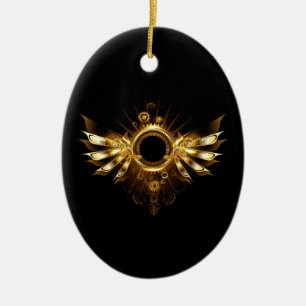 Steampunk wings ceramic tree decoration