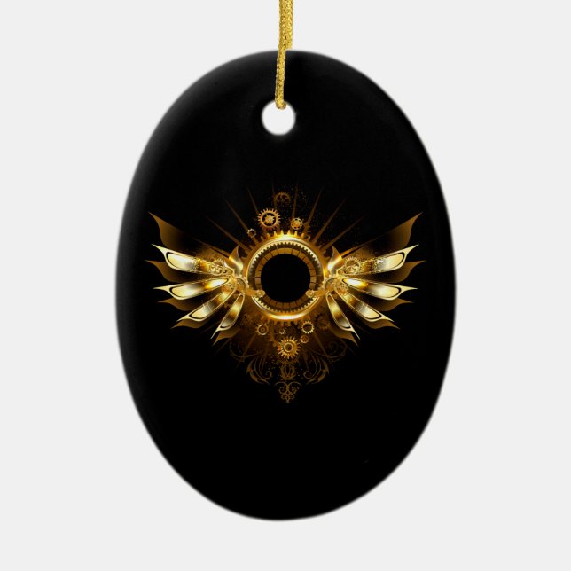 Steampunk wings ceramic tree decoration (Front)