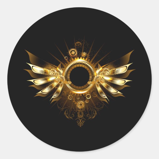 Steampunk wings classic round sticker (Front)