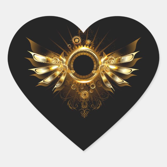 Steampunk wings heart sticker (Front)