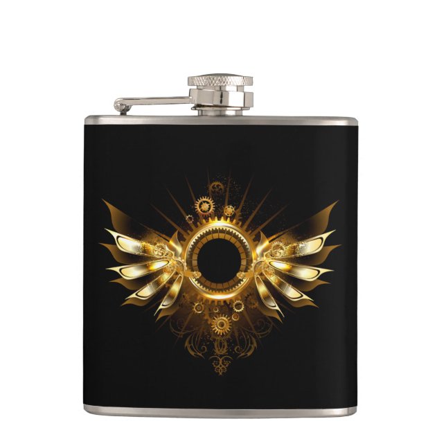 Steampunk wings hip flask (Front)