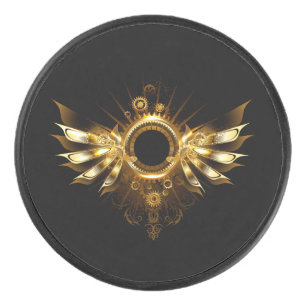 Steampunk wings hockey puck