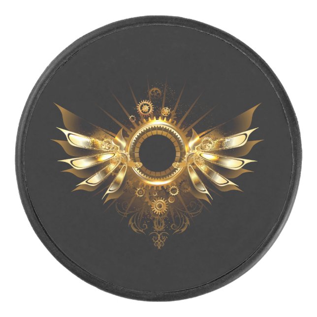 Steampunk wings hockey puck (Front)