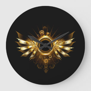 Steampunk wings large clock