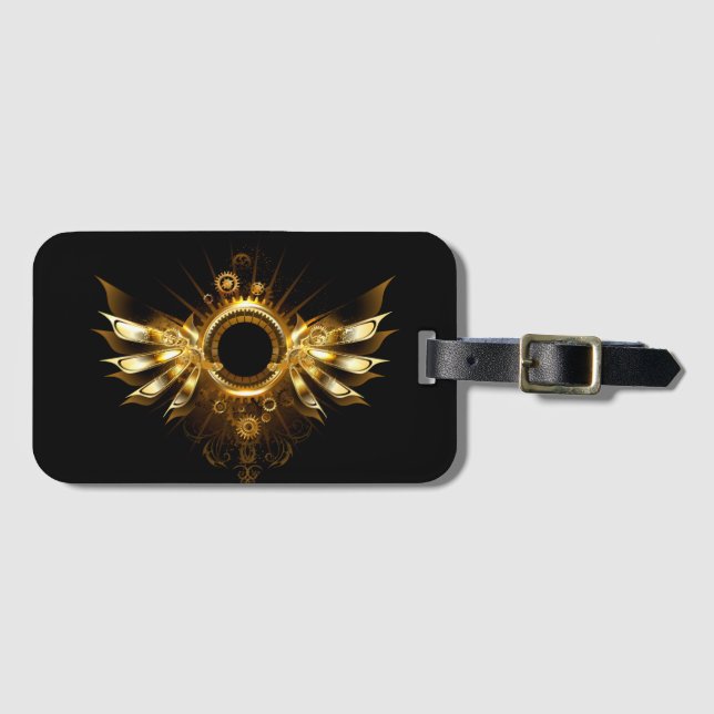 Steampunk wings luggage tag (Front Horizontal)