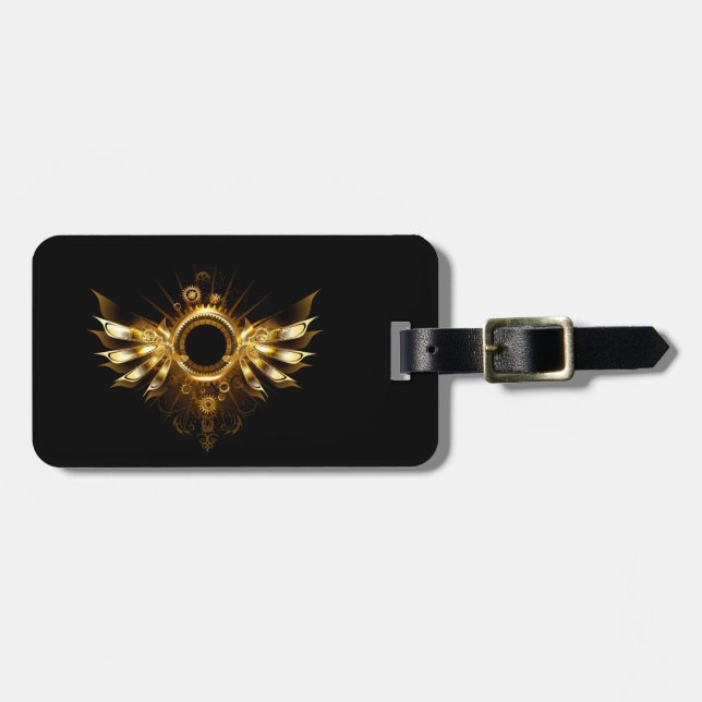 Steampunk wings luggage tag (Front Horizontal)