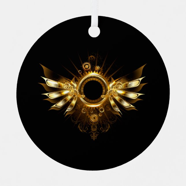 Steampunk wings metal tree decoration (Front)