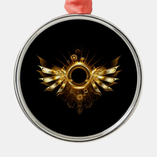 Steampunk wings metal tree decoration (Front)