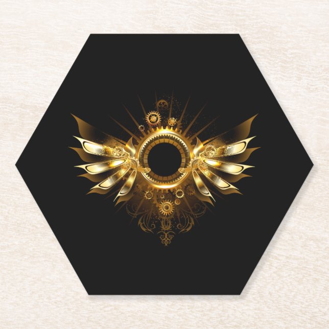 Steampunk wings paper coaster (Front)